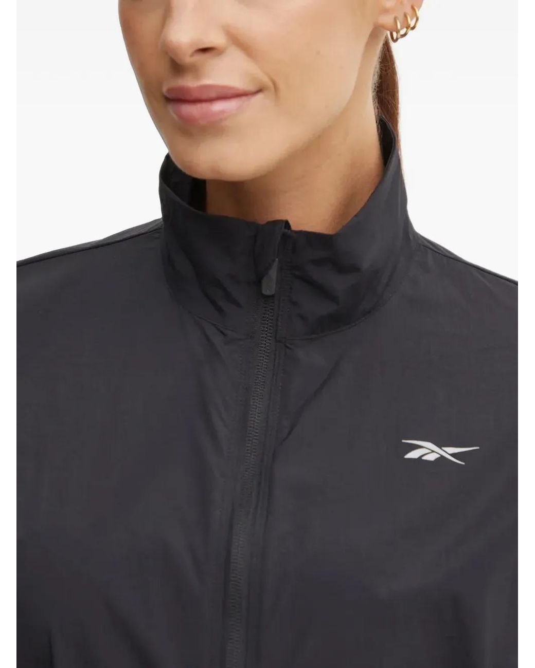 Reebok Black Speed Logo-Print Zip-Up Jacket