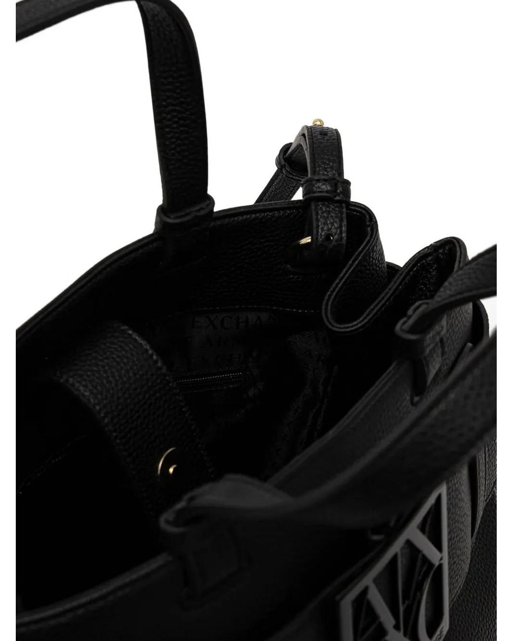 ARMANI EXCHANGE Black Textured Leather Tote Bag