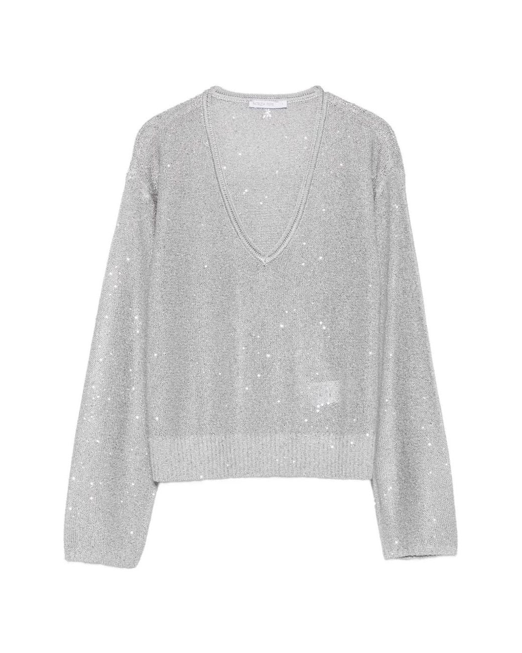 Patrizia Pepe Gray V-Neck Long-Sleeve Sweater