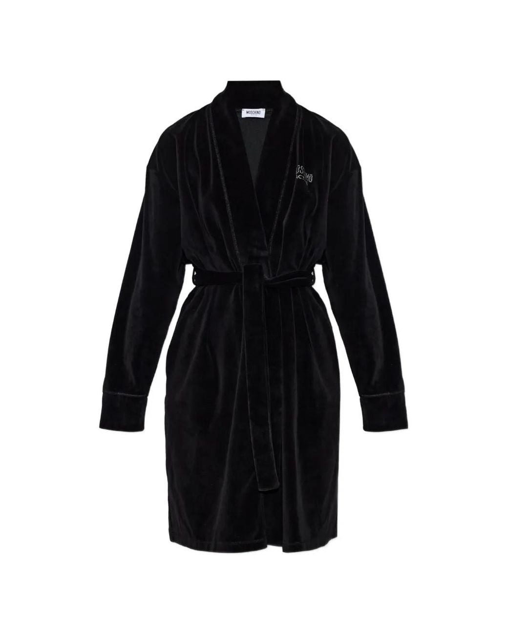 Moschino Black Active Rhinestone-Logo Dressing Gown
