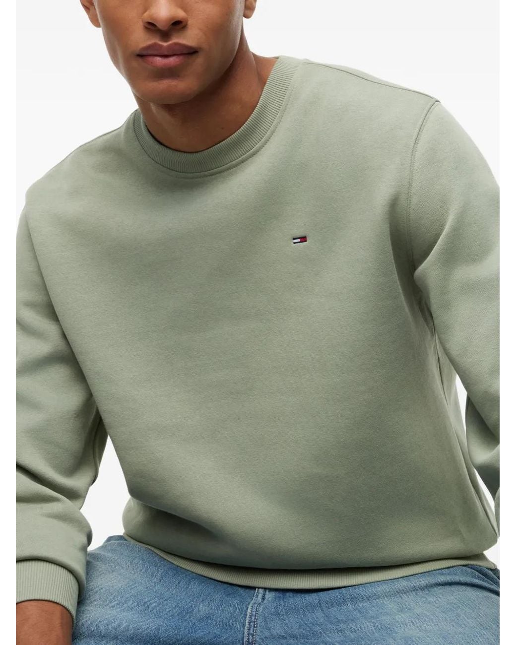 Tommy Hilfiger Green Logo-Patch Sweatshirt for men