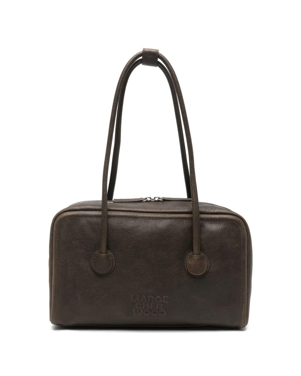 MARGE SHERWOOD Black Logo-Embossed Pebbled Tote Bag