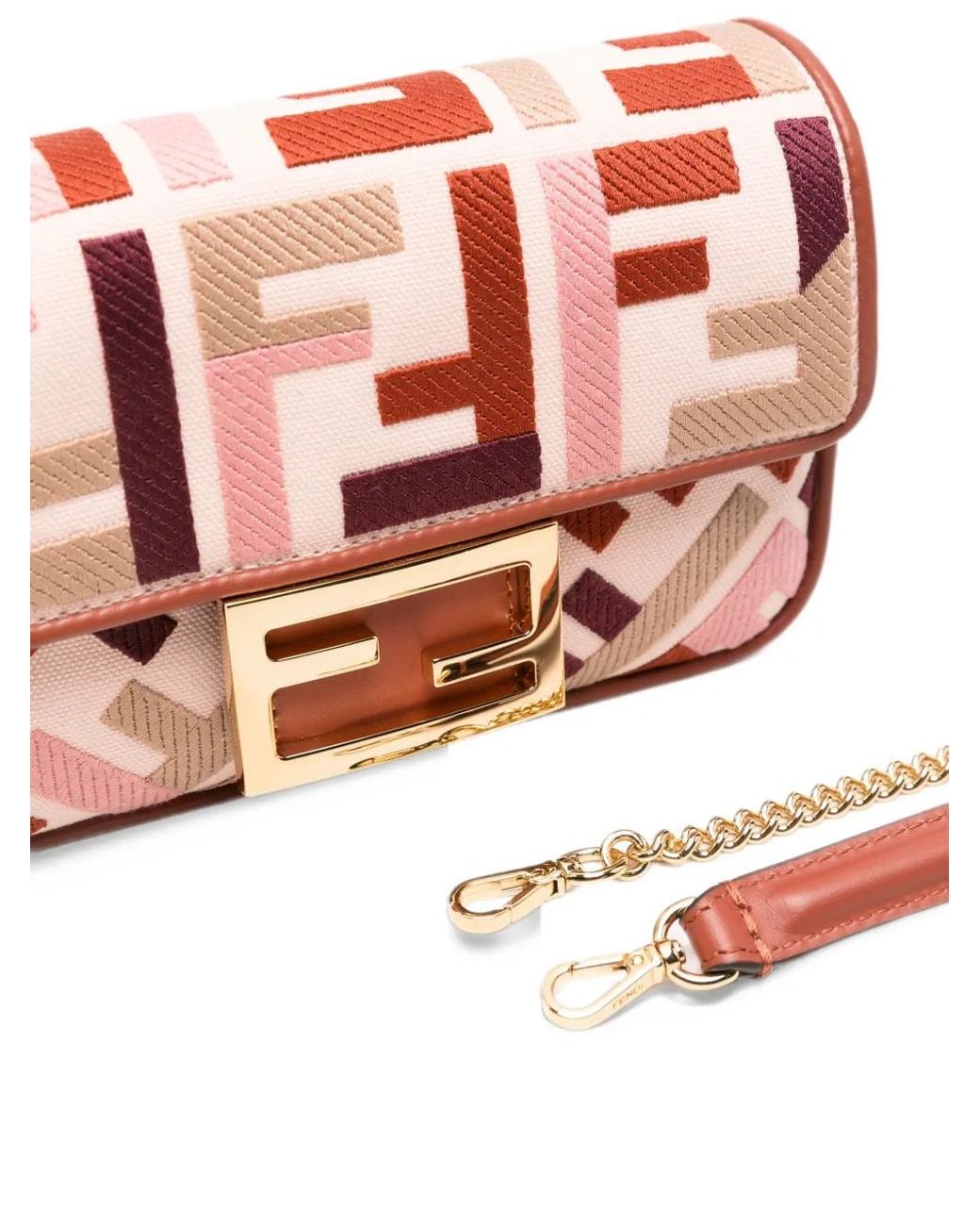 Fendi Pink Baguette Ff-Logo Shoulder Bag