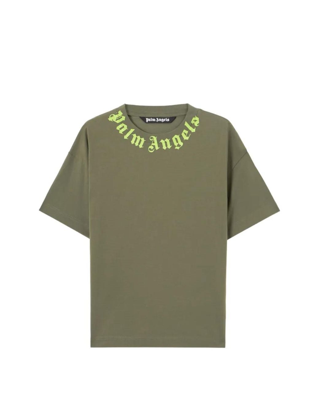 Palm Angels Green T-Shirt Logo for men