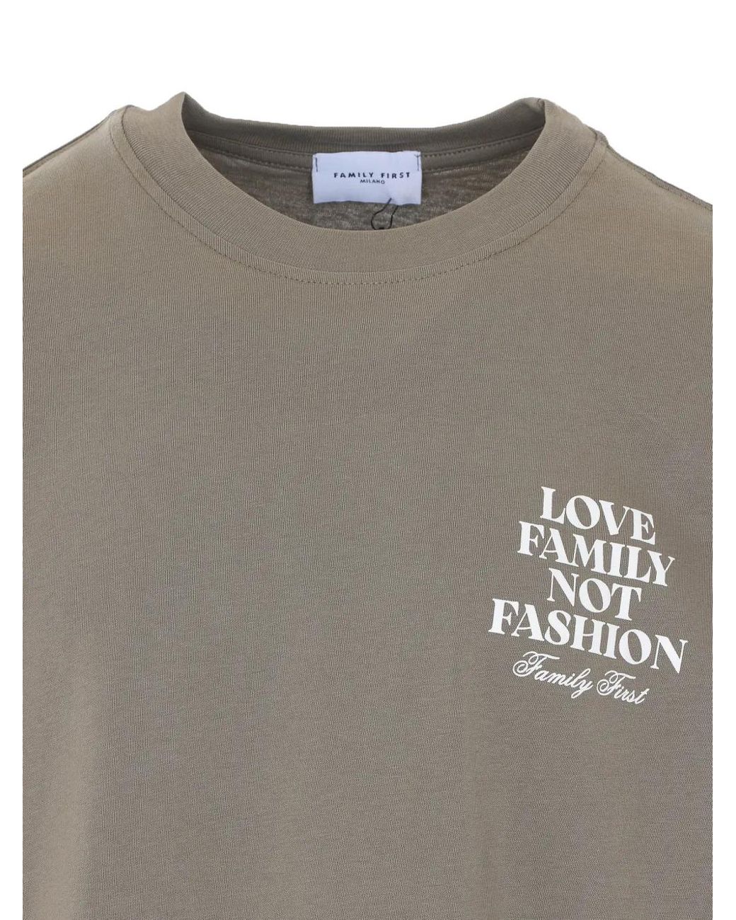 FAMILY FIRST Gray Crew-Neck Logo T-Shirt for men