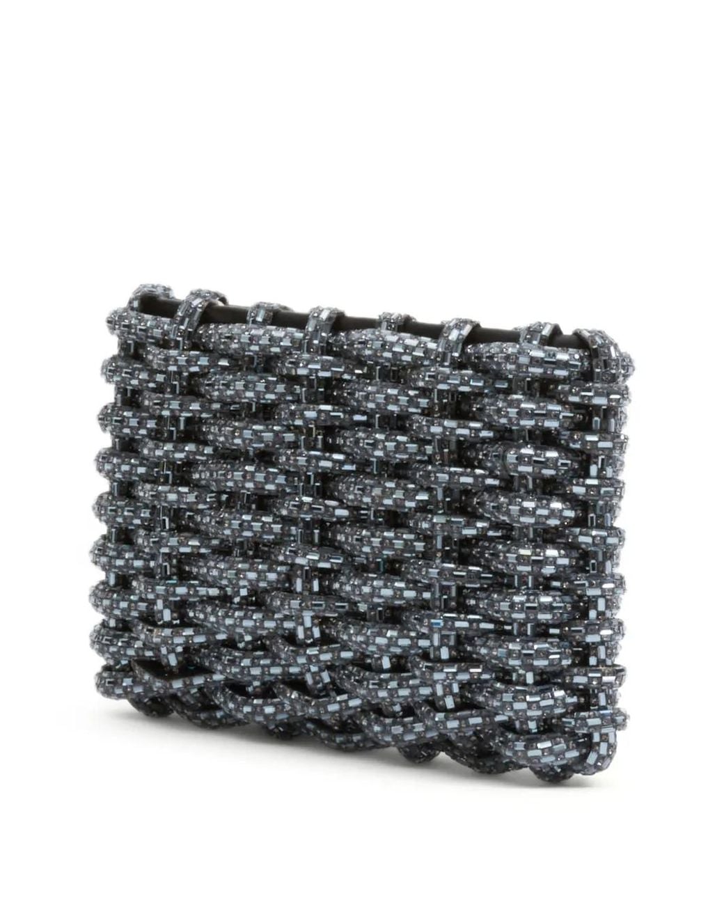 Jonathan Simkhai Gray Morgan Woven Rhinestone Clutch Bag