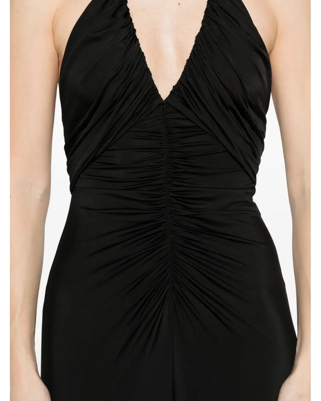 Self-Portrait Black Jersey Gathered Maxi Dress