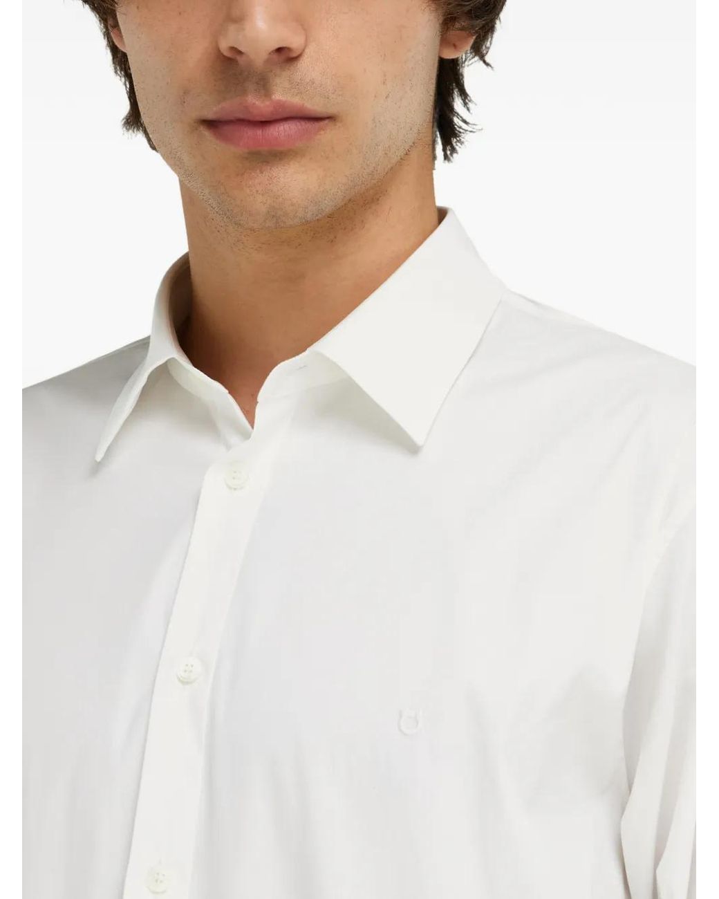 Ferragamo White Color Block Shirt for men