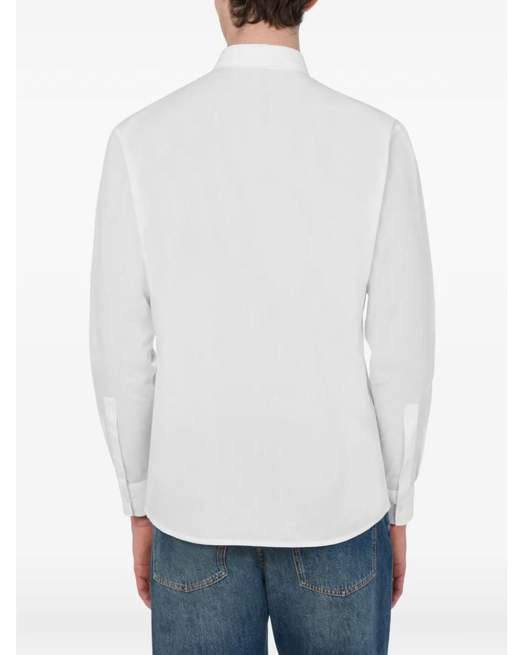 Love Moschino White Logo-Print Chest-Pocket Shirt for men