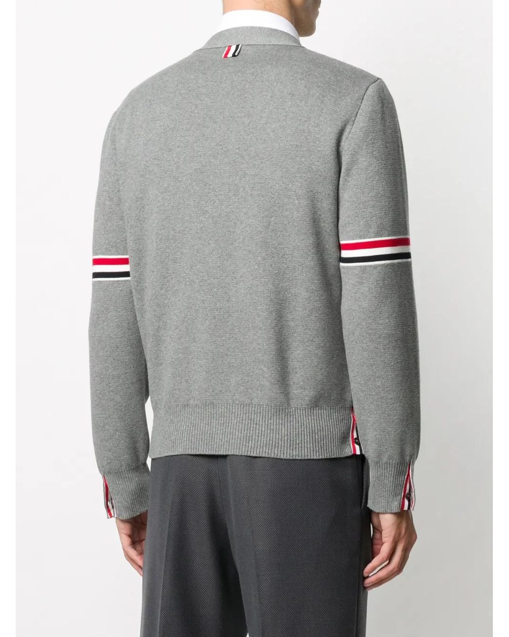 Thom Browne Gray Milano Stitch Stripe Armband Cardigan for men