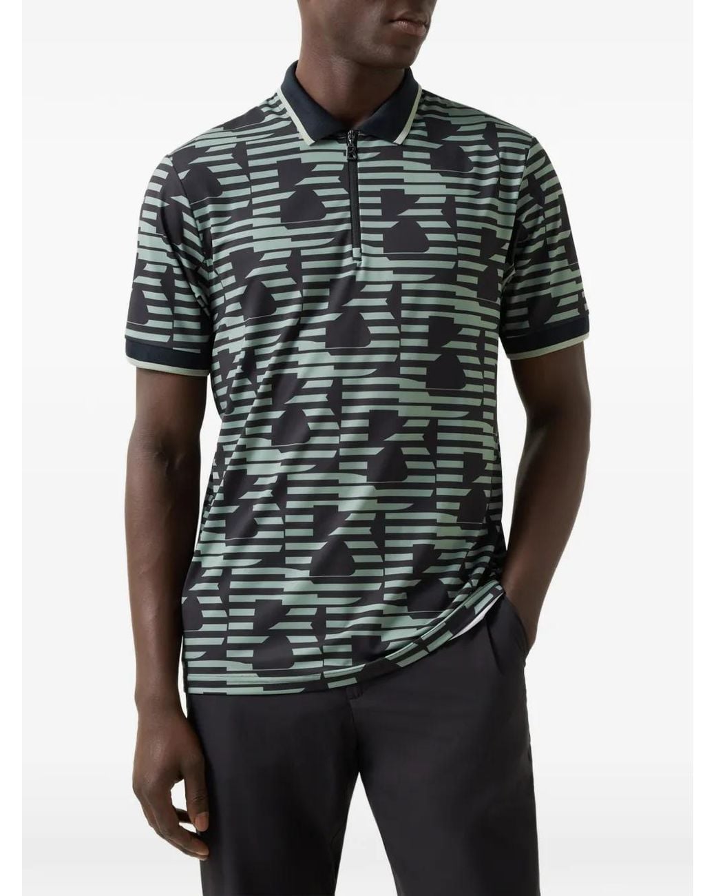 Bogner Green Valentin Logo-Print Zip-Up Polo Shirt for men