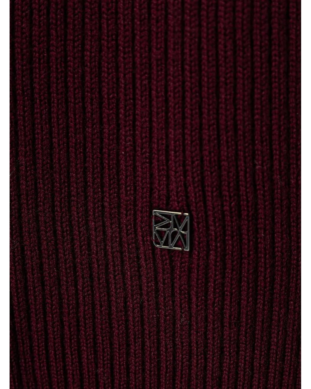 Knit Ribbed Purple Top Mos Mosh Mmtova Ribbed-Knit Logo-Plaque Scarf in Purple | Lyst