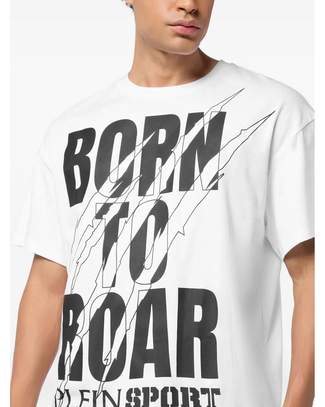 Philipp Plein White Round Neck T-Shirt Scratch Scratch for men