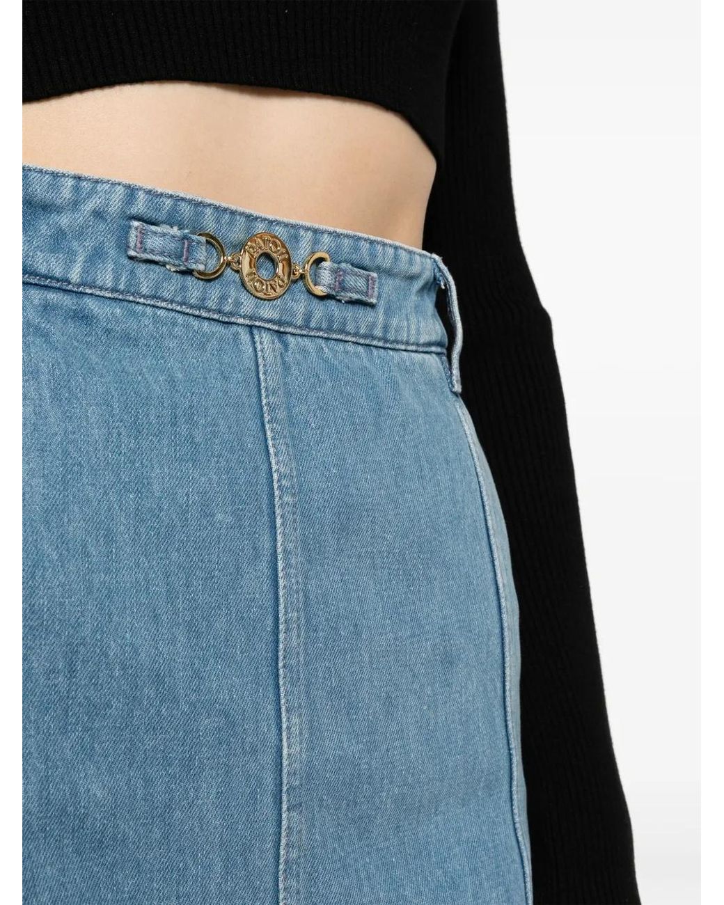 Patou Blue Denim Midi Skirt With Front Slit