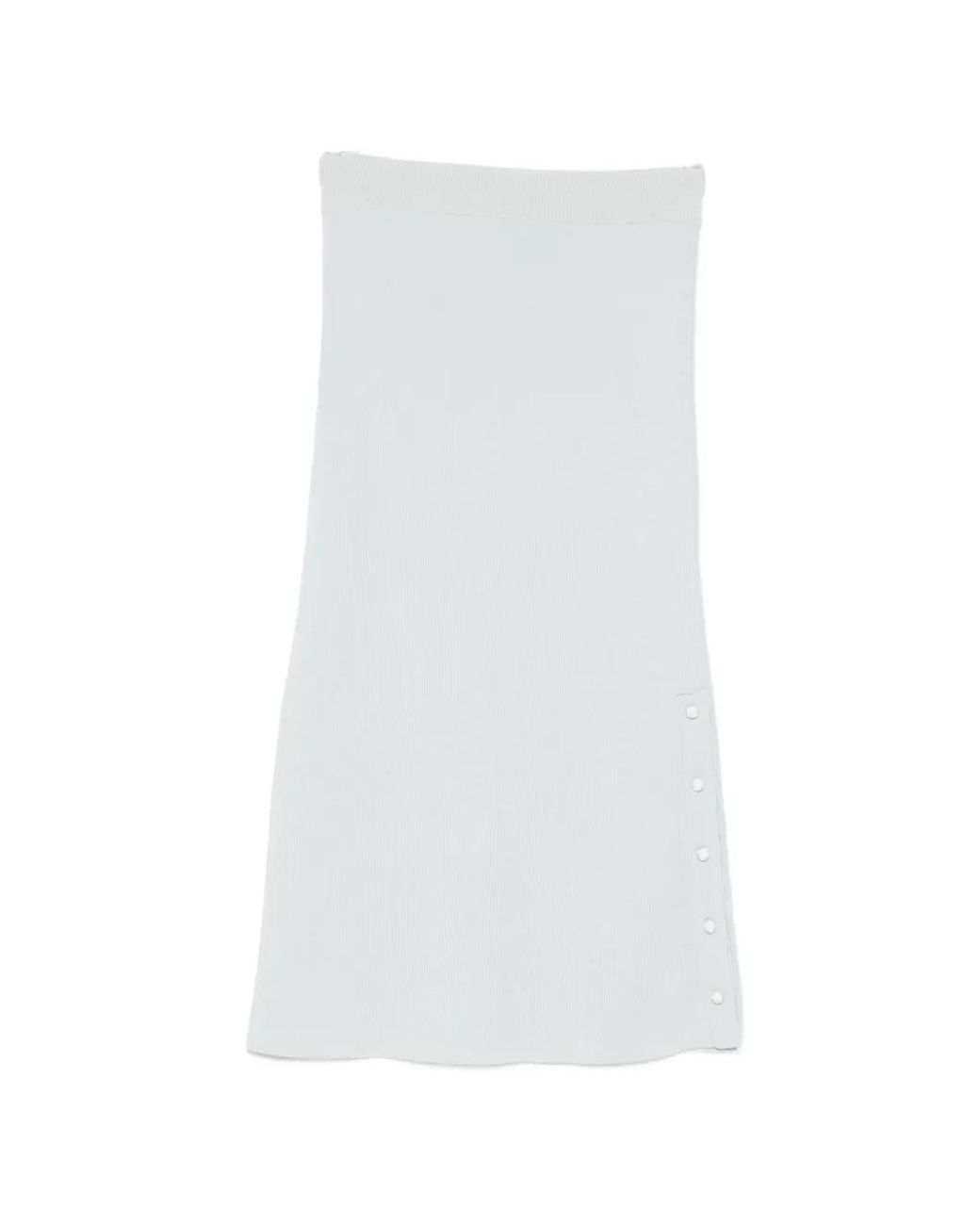 Jil Sander White Button-Detail Midi Skirt