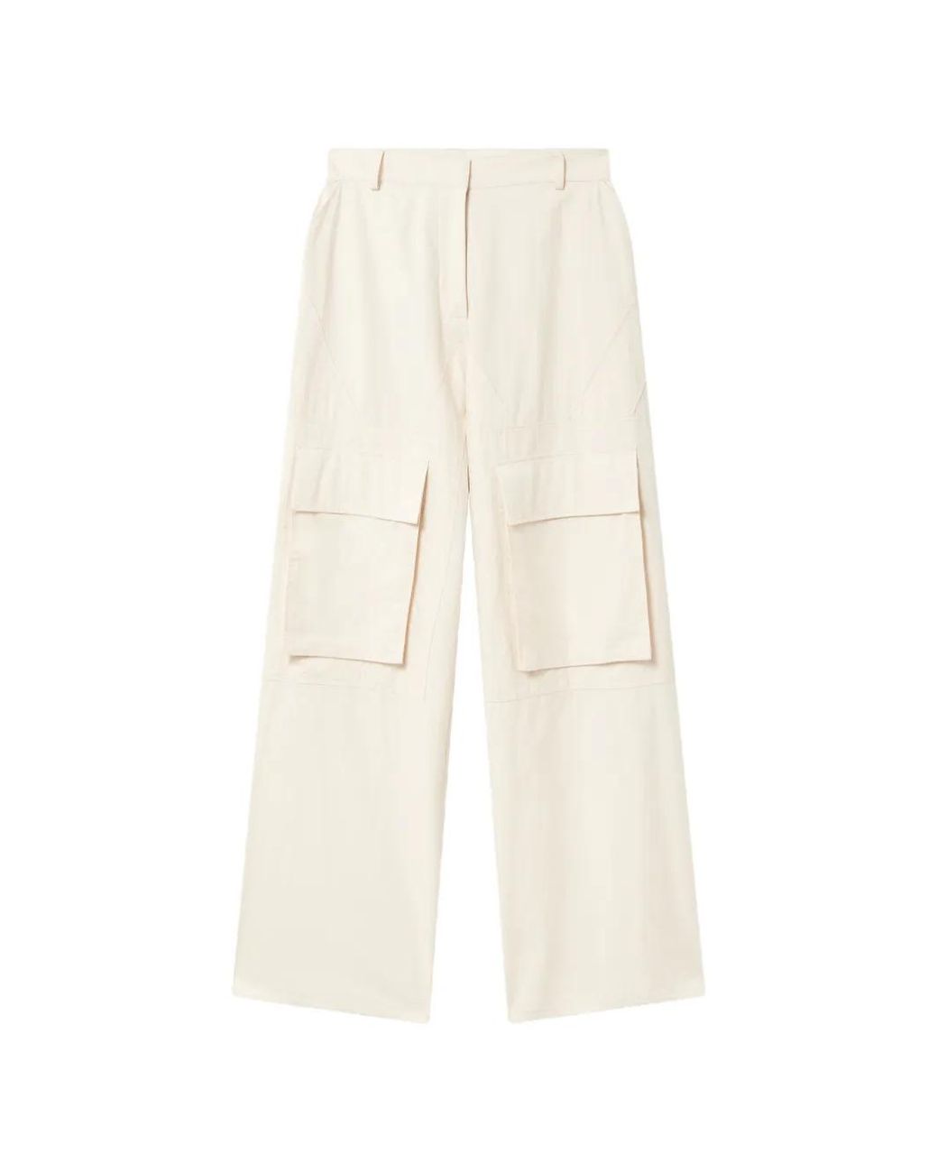 Stella McCartney White Washed Cotton Cargo Trousers