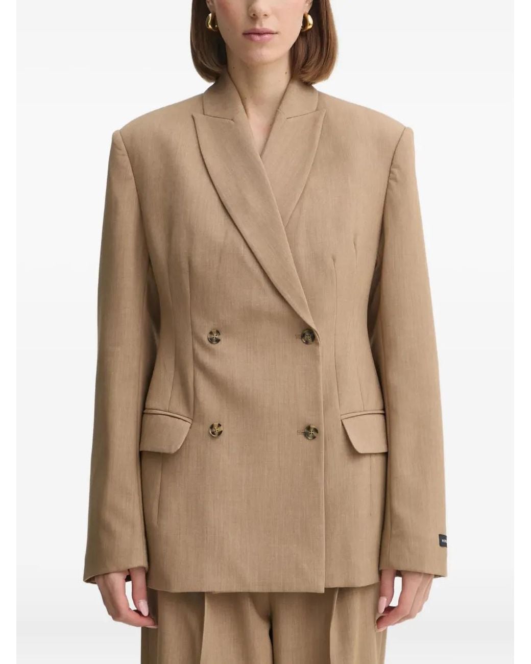 Herskind Natural Double-Breasted Buttoned Blazer