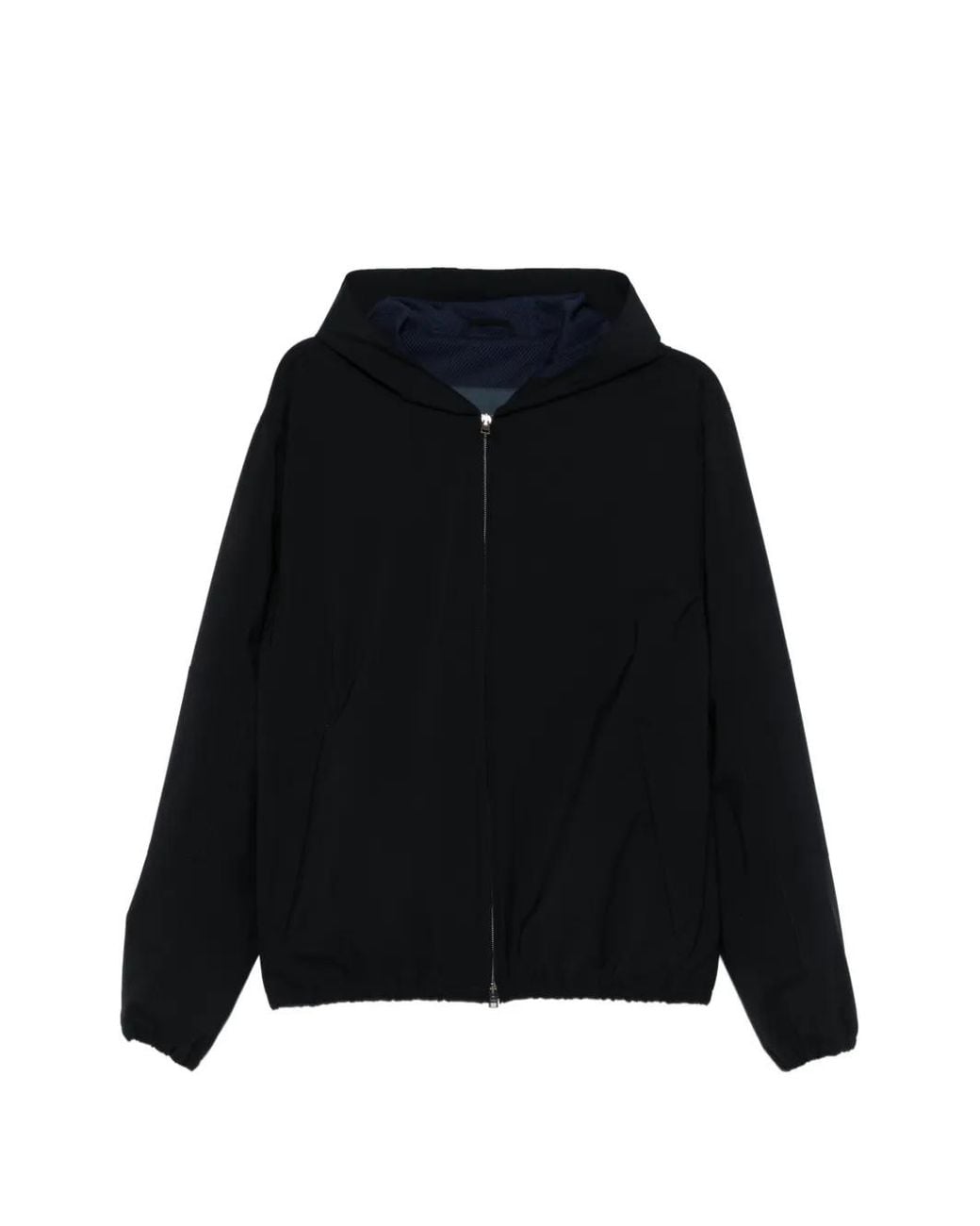 Herno Black Hooded Zip Polyester Jacket for men