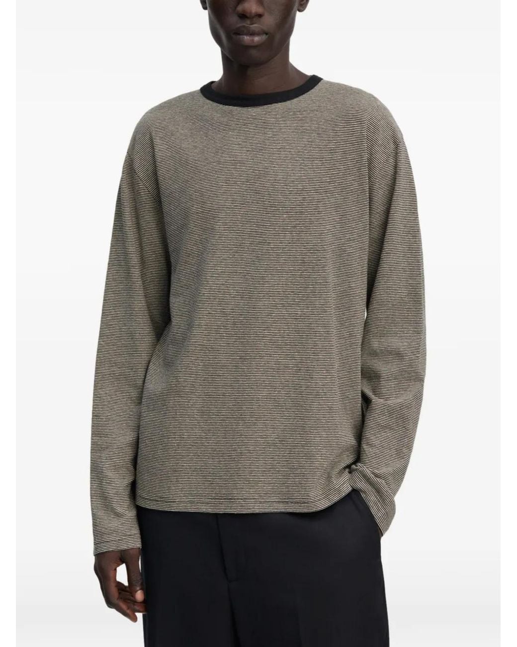 Another Aspect Gray Striped Long-Sleeve T-Shirt for men
