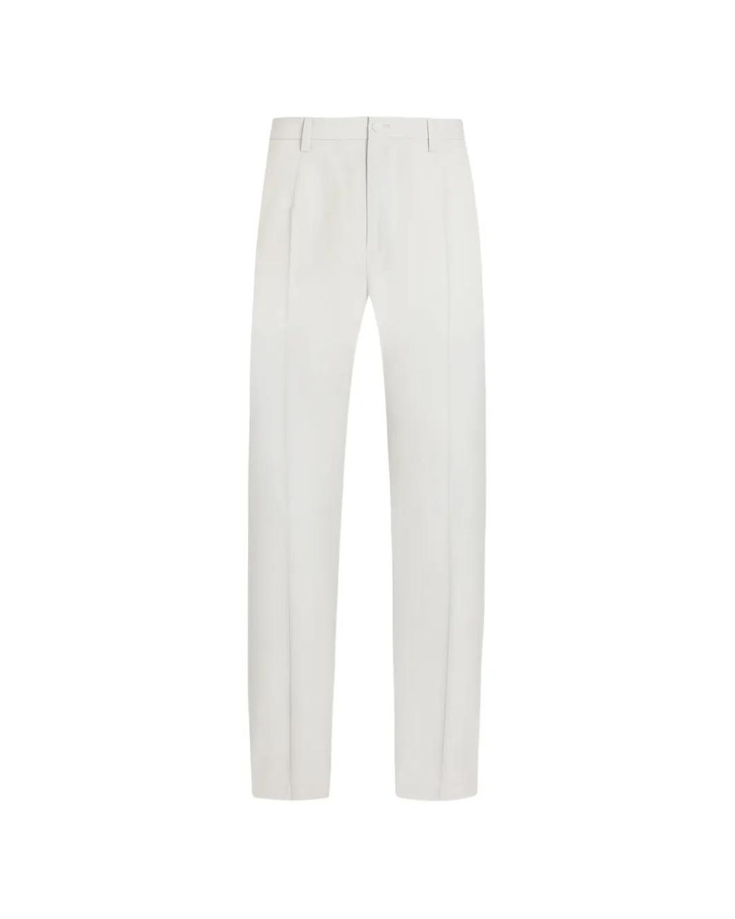 Dolce & Gabbana White Wool Poplin Trousers for men