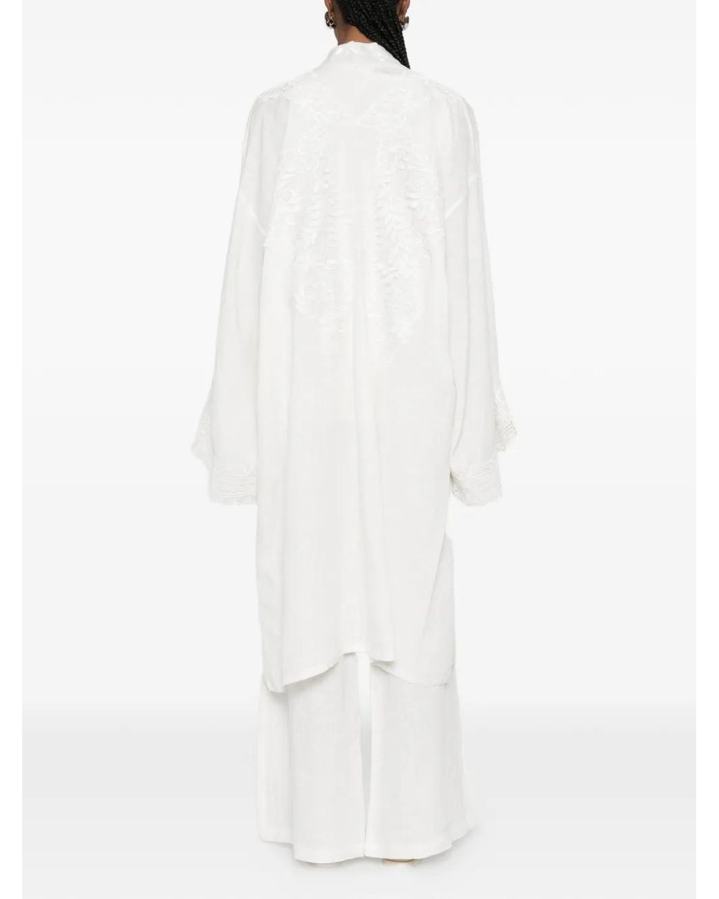 Maurizio Braschi White Open-Front Kimono