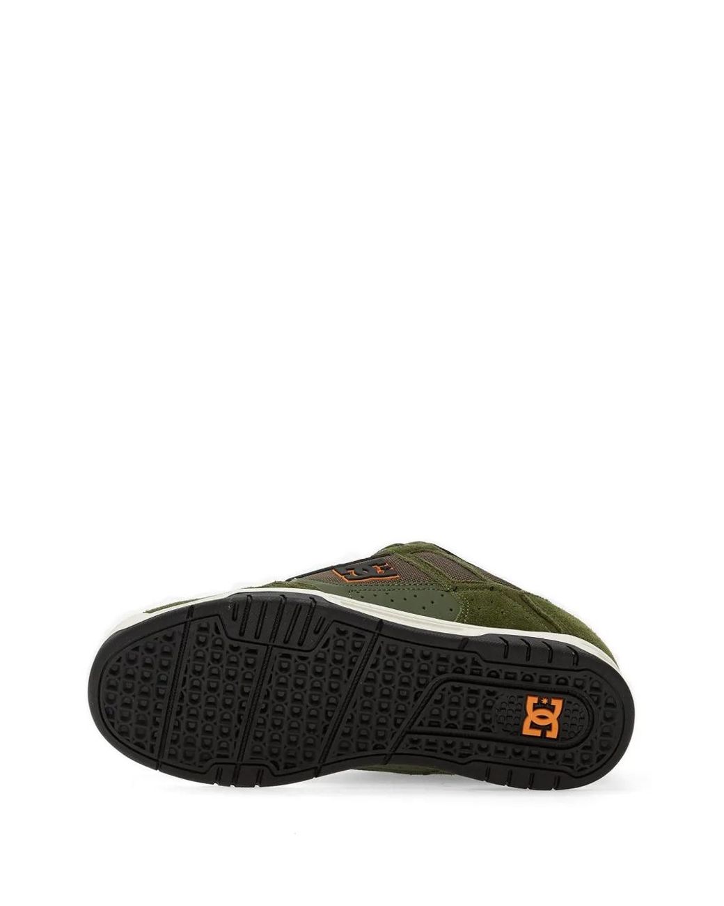 DC Shoes Green Suede-Panelled Perforated Sneakers for men