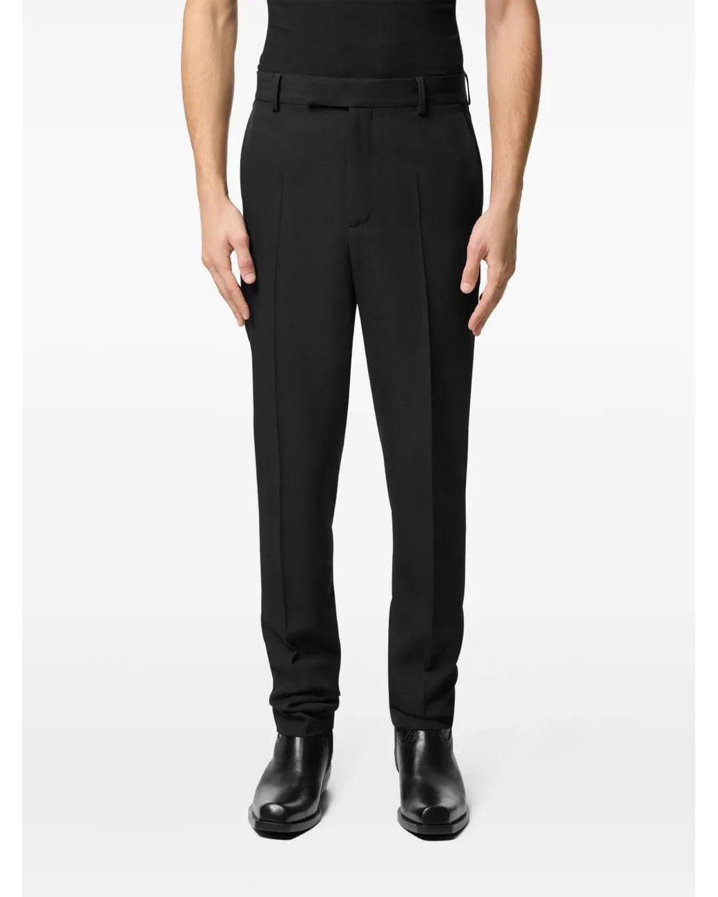 Versace Black Wool Tapered Formal Pants for men