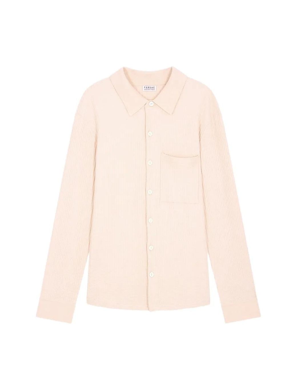 Fursac White Waffle-Knit Long-Sleeve Shirt for men