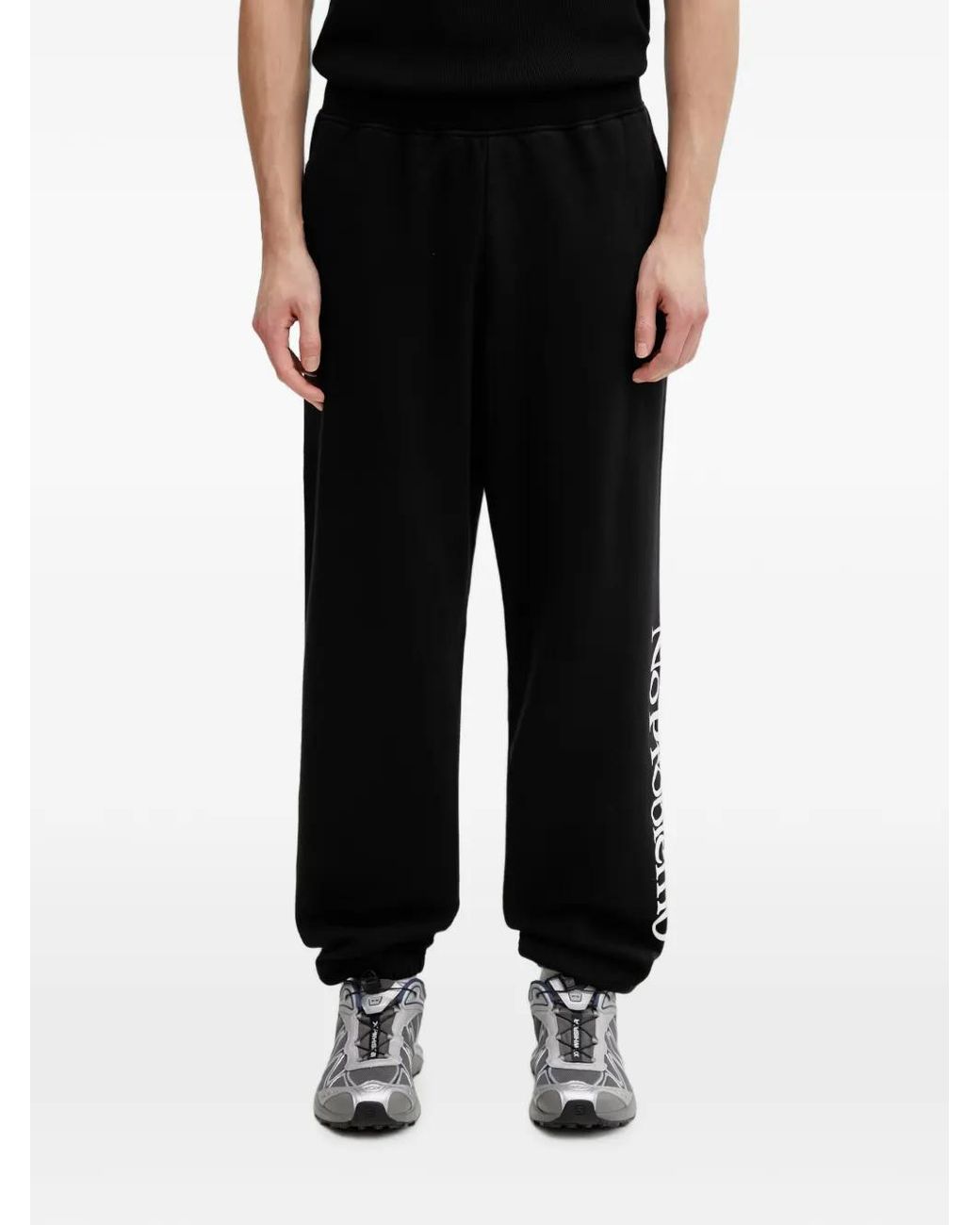 No Problemo Black Cotton Loose Track Pants for men