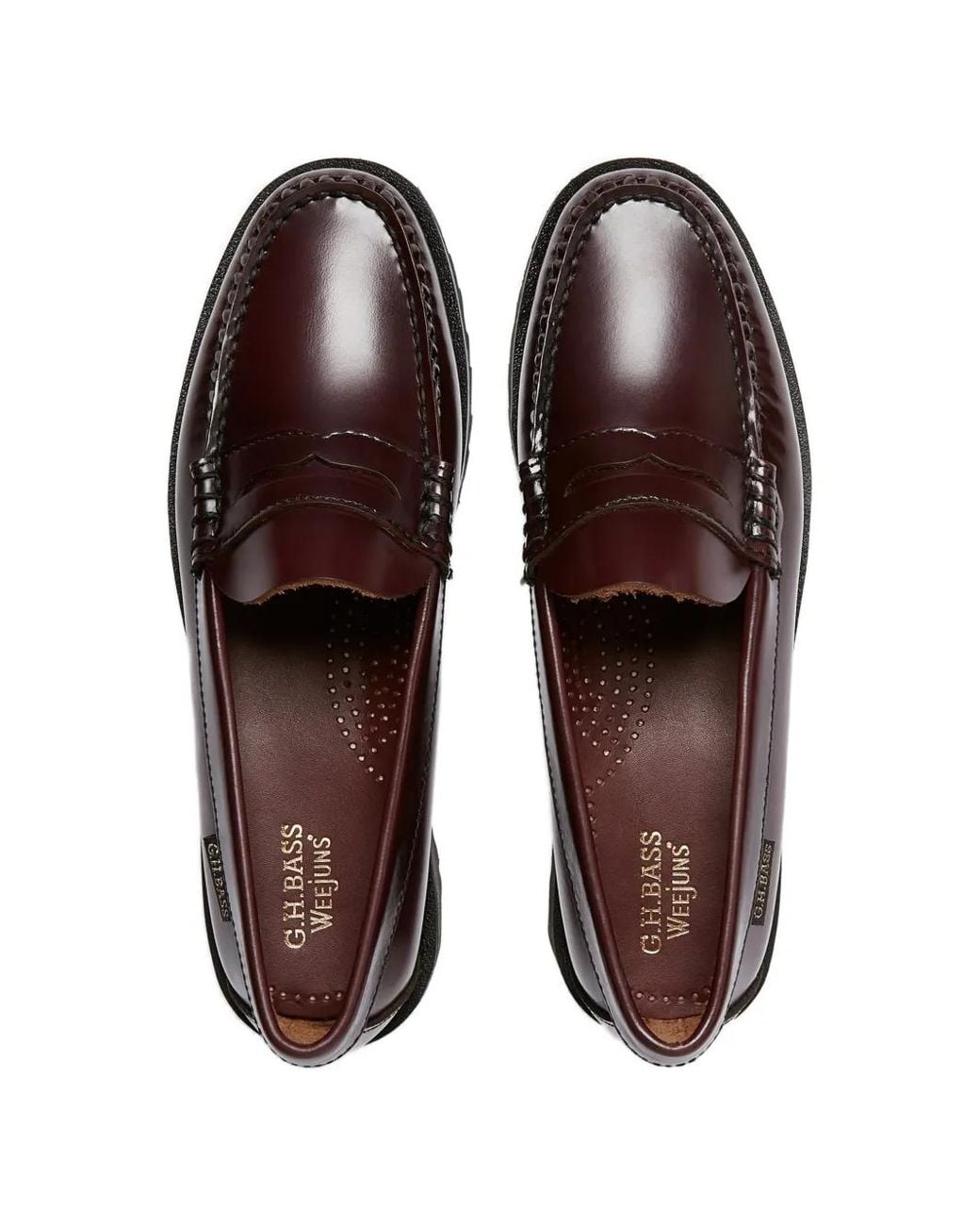 G.H.BASS Red Weejuns Lug Penny Loafers