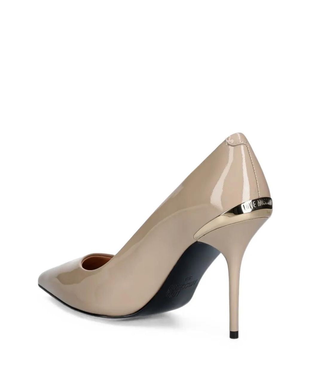 Love Moschino White Logo-Engraved Pointed-Toe Pumps
