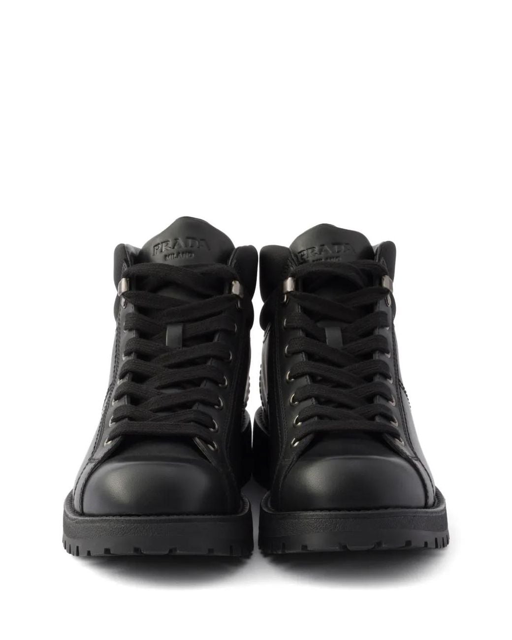 Stivali Stringati di Prada in Black da Uomo