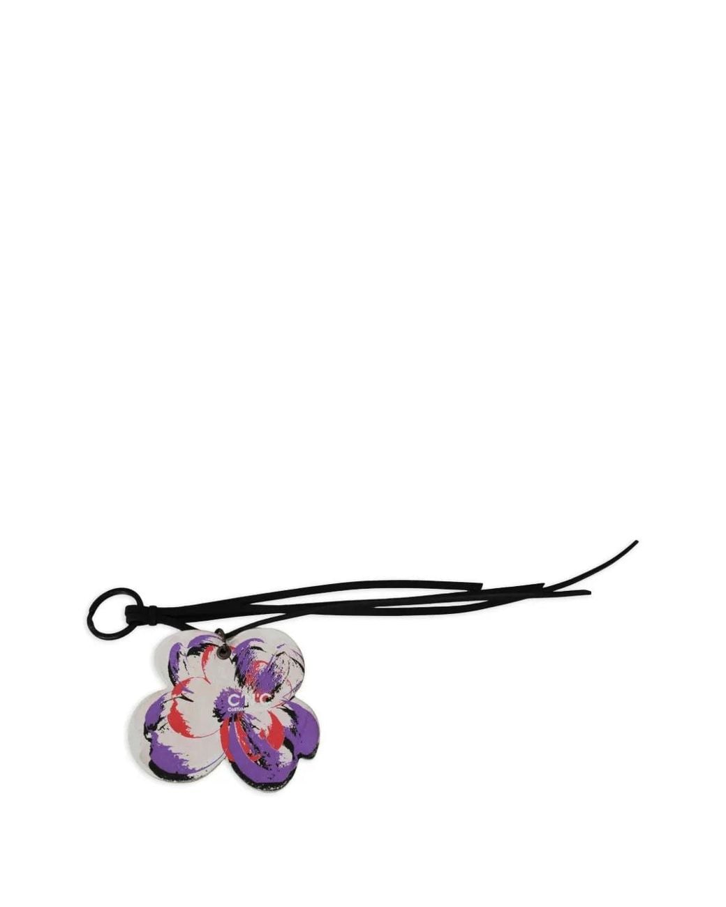 CoSTUME NATIONAL White Floral-Shape Leather Keyring