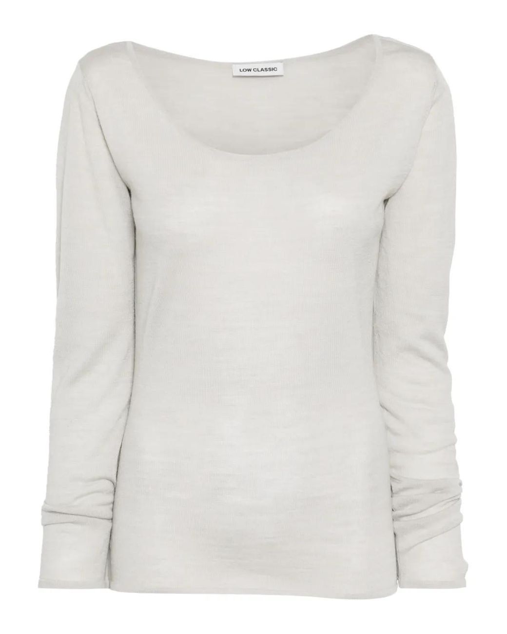 Low Classic White Neck Knitted Top