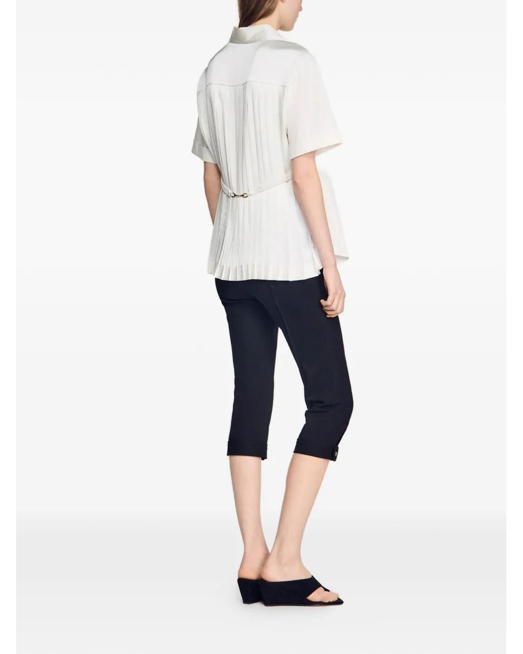 Sandro White Pleated Back Shirt
