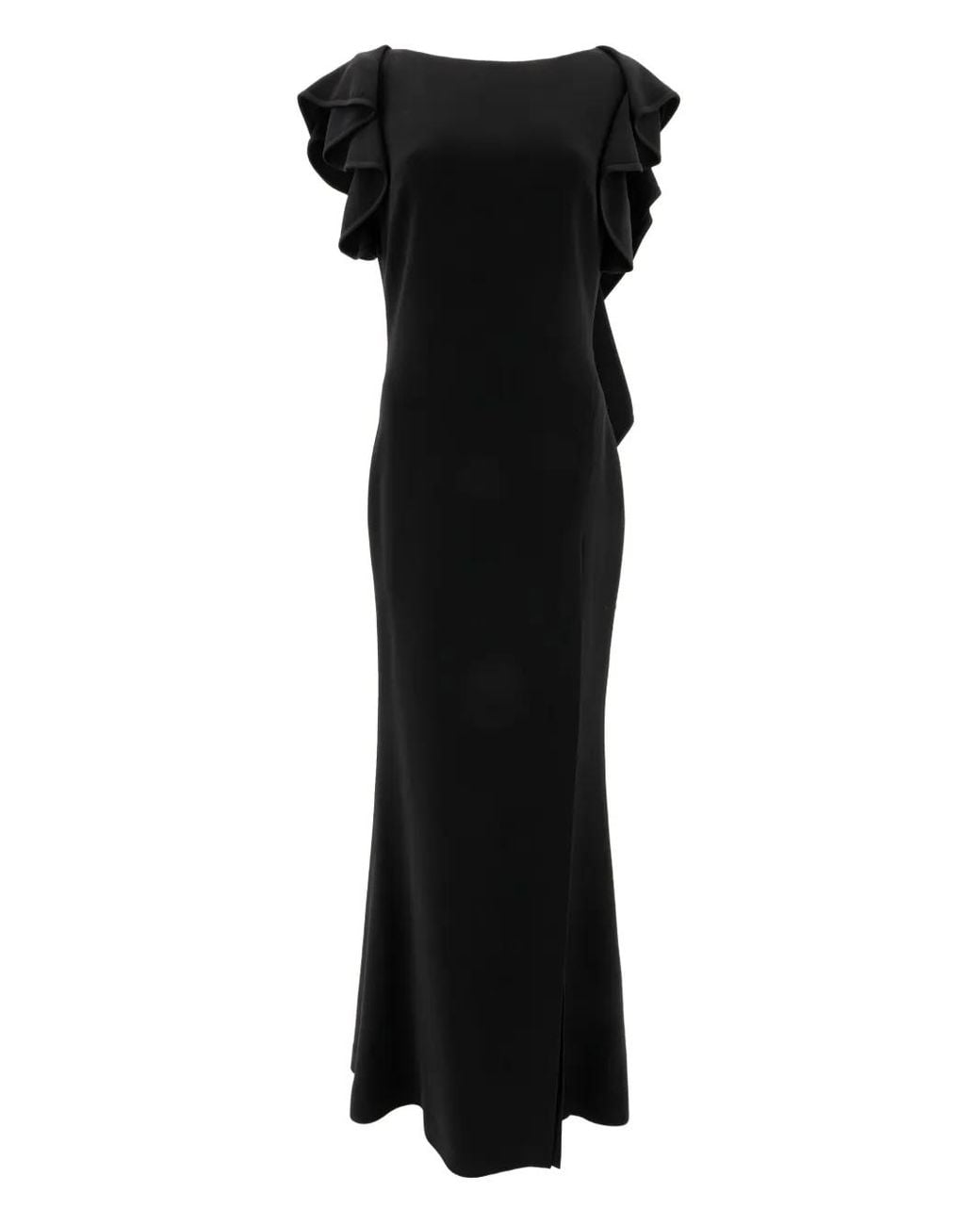 Elie Saab Black Ruffled Sleeve Dress