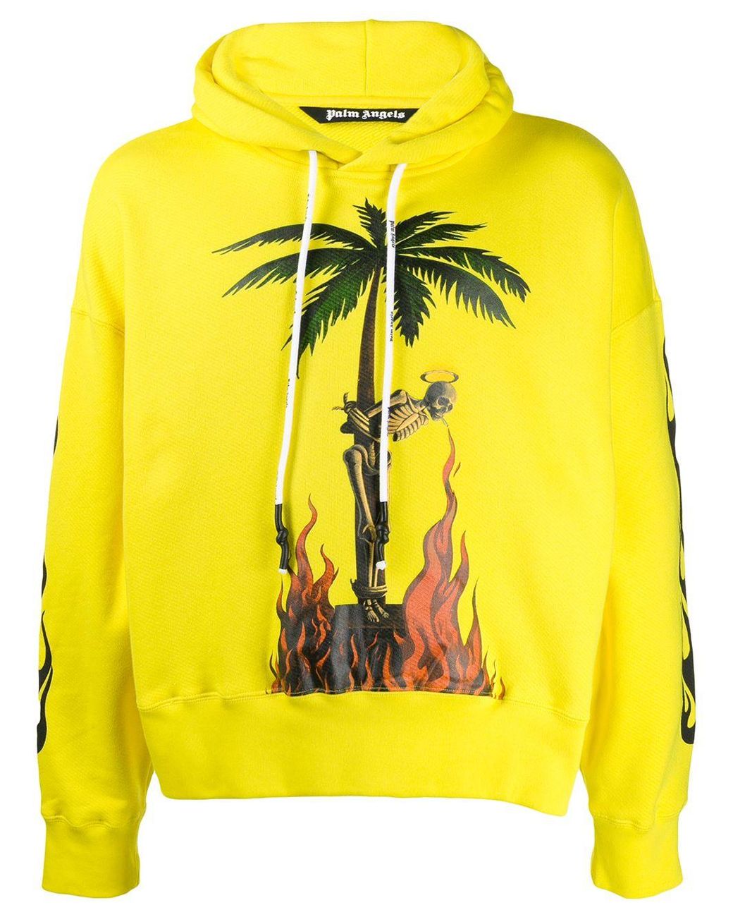 Palm Angels Burning Skeleton Print Hoodie in Yellow for Men | Lyst Canada