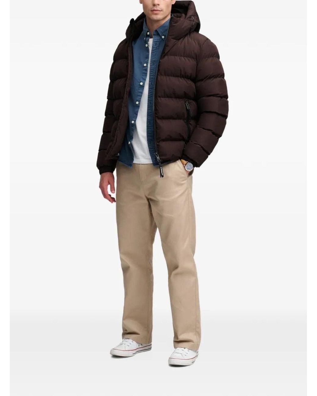 Superdry Black Hooded Puffer Jacket for men