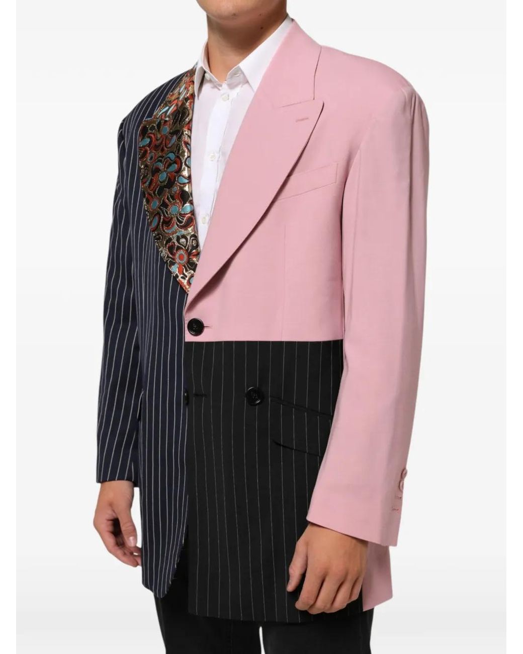 Dolce & Gabbana Black Patchwork Single-Breasted Blazer for men
