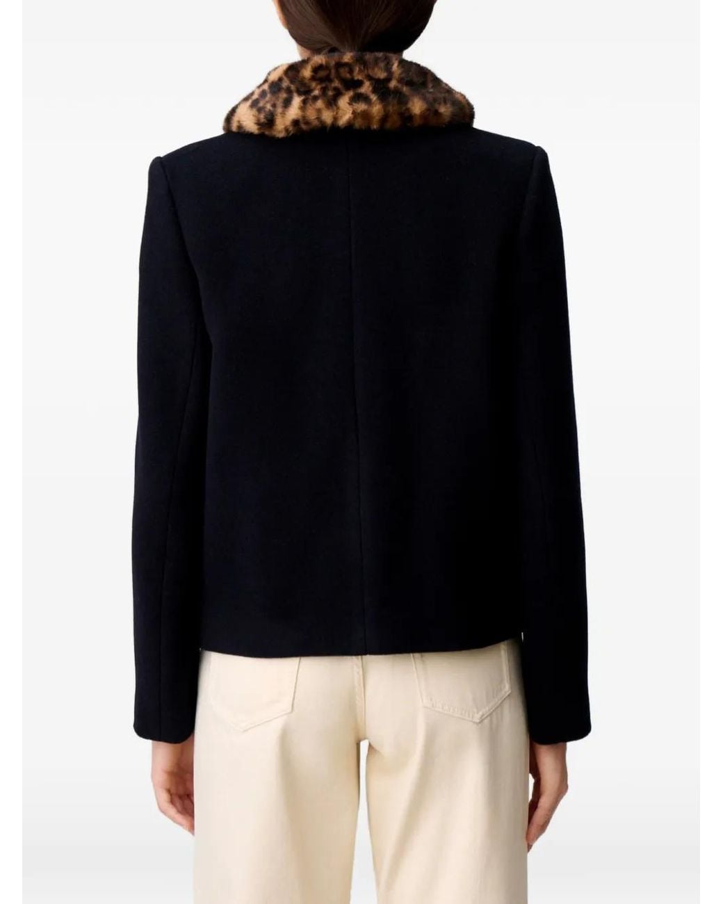 Claudie Pierlot Black Short Wool Blend Coat