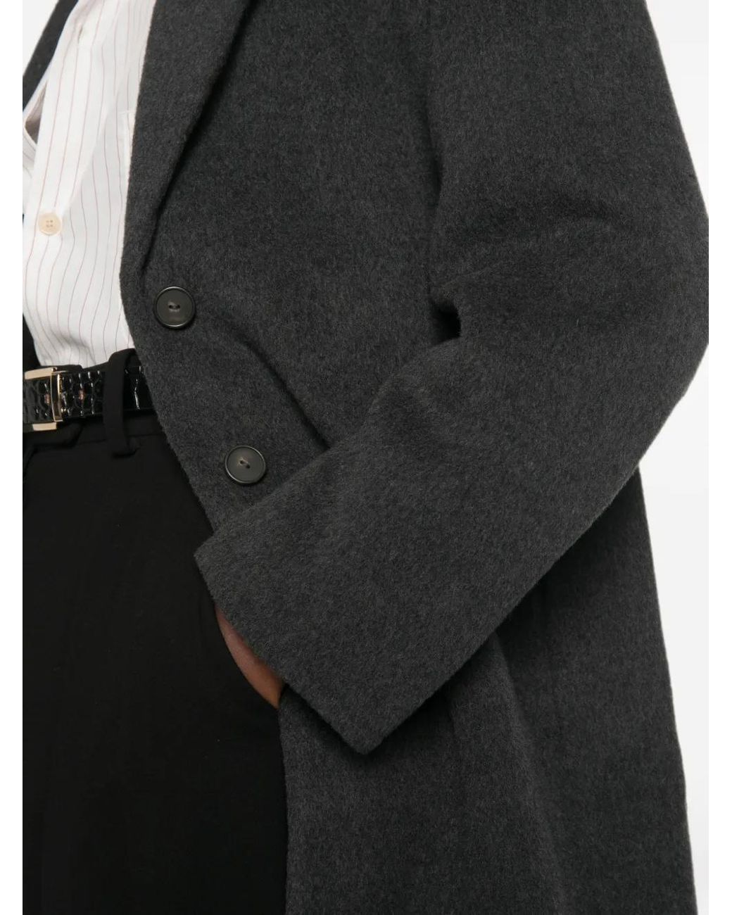 Vince Black Manteau Droit À Simple Boutonnage