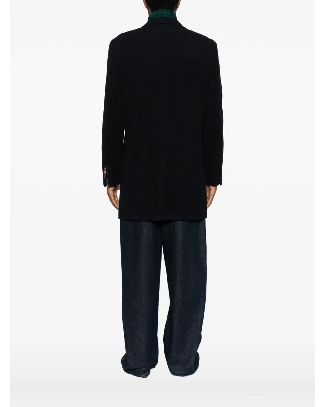Manuel Ritz Black Slim-Fit Single-Breasted Coat for men