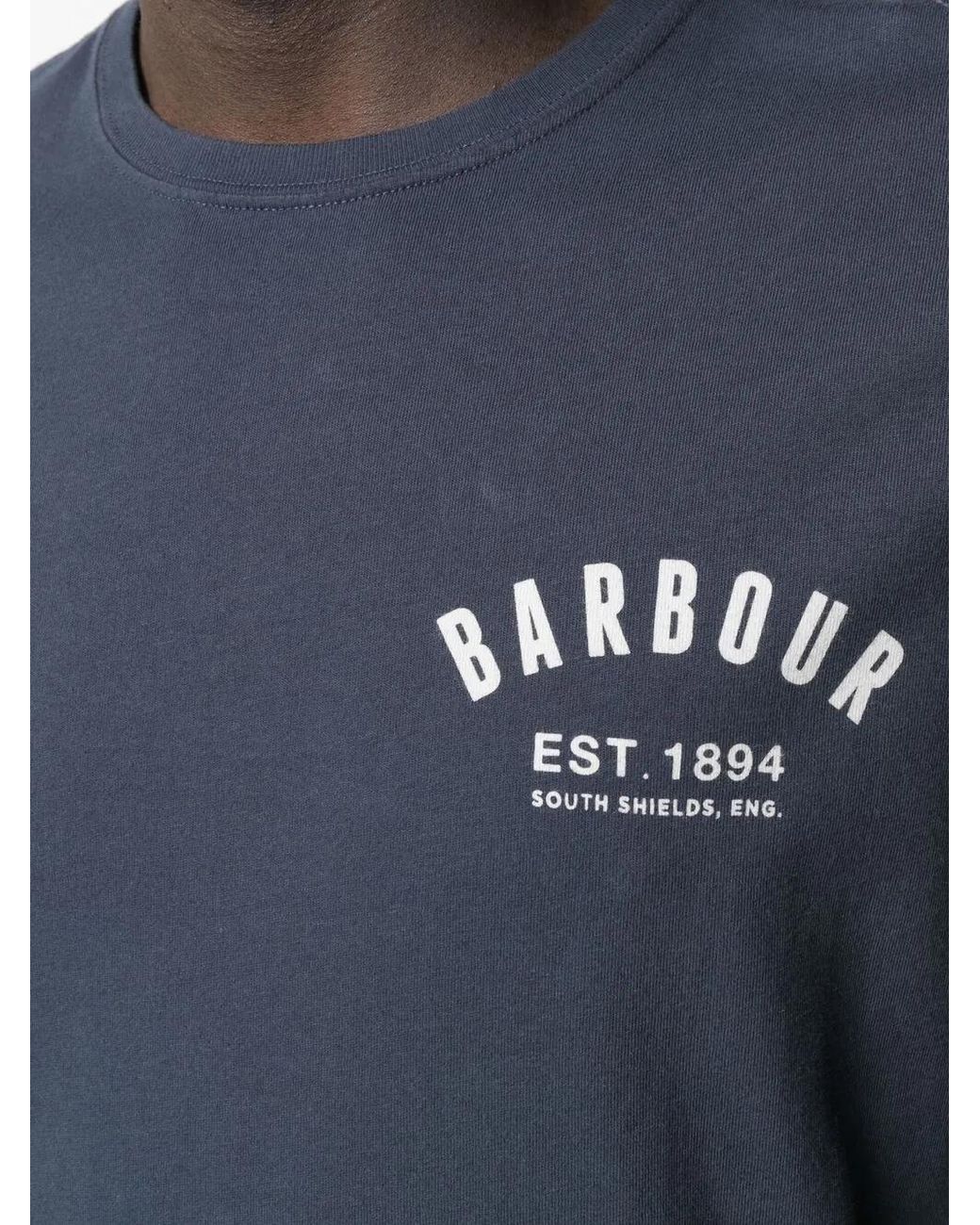 Barbour Blue Logo-Print Cotton T-Shirt for men