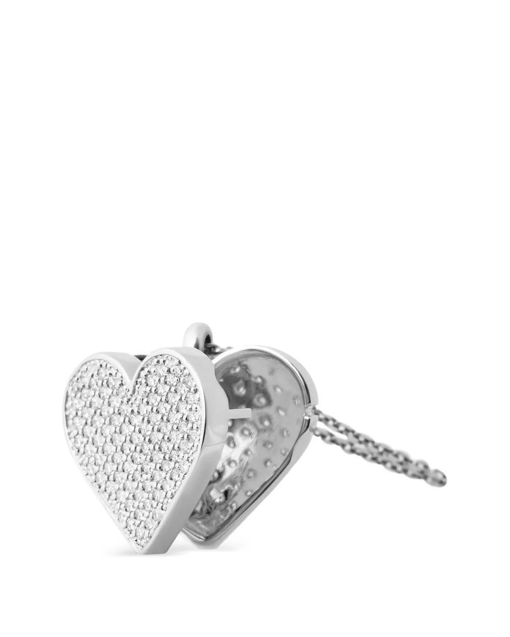 Guzema White Love Diamond Heart Locket Necklace