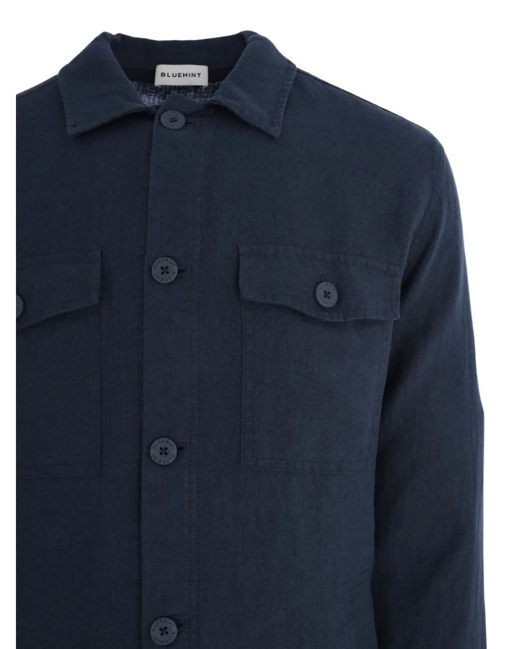 BLUEMINT Blue Double-Pocket Linen Shirt for men