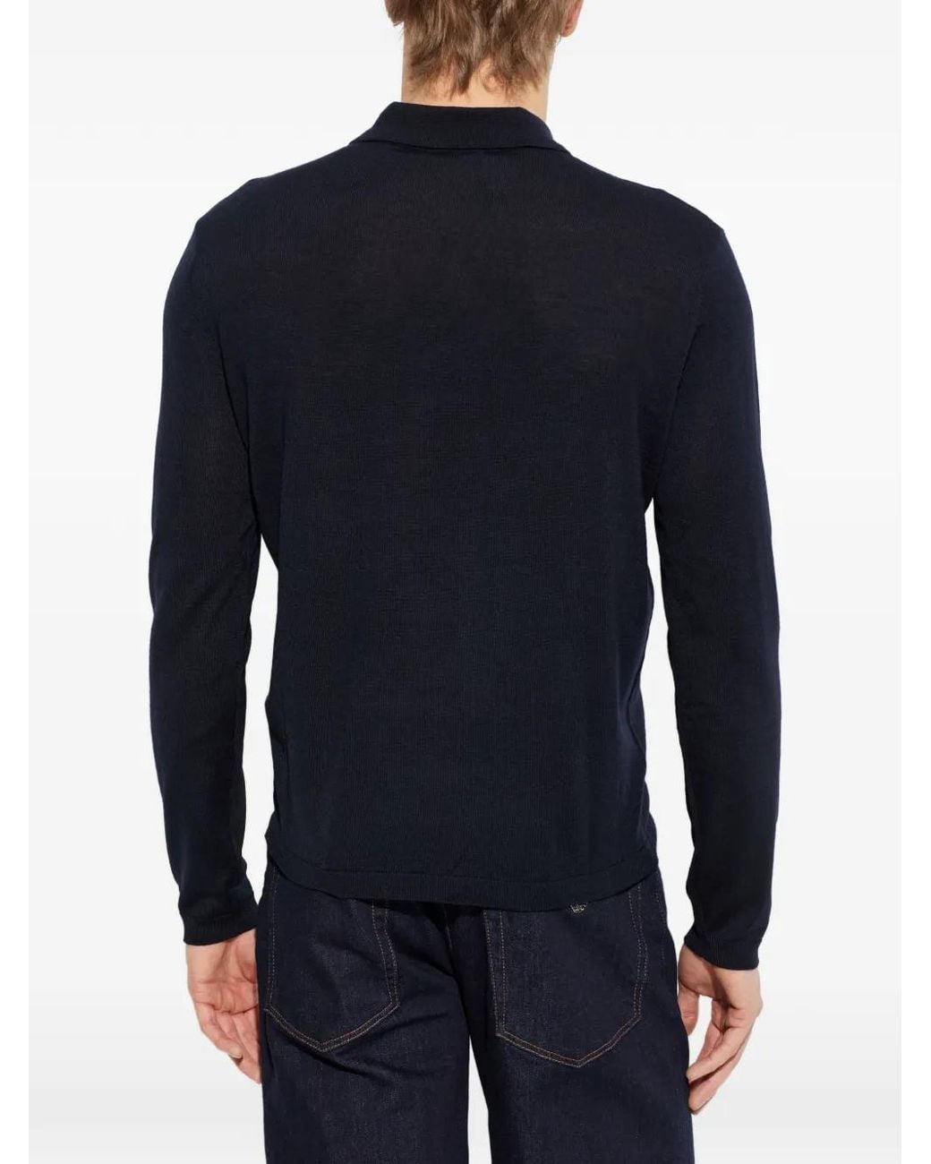 Emporio Armani Blue Long-Sleeve Polo Shirt for men
