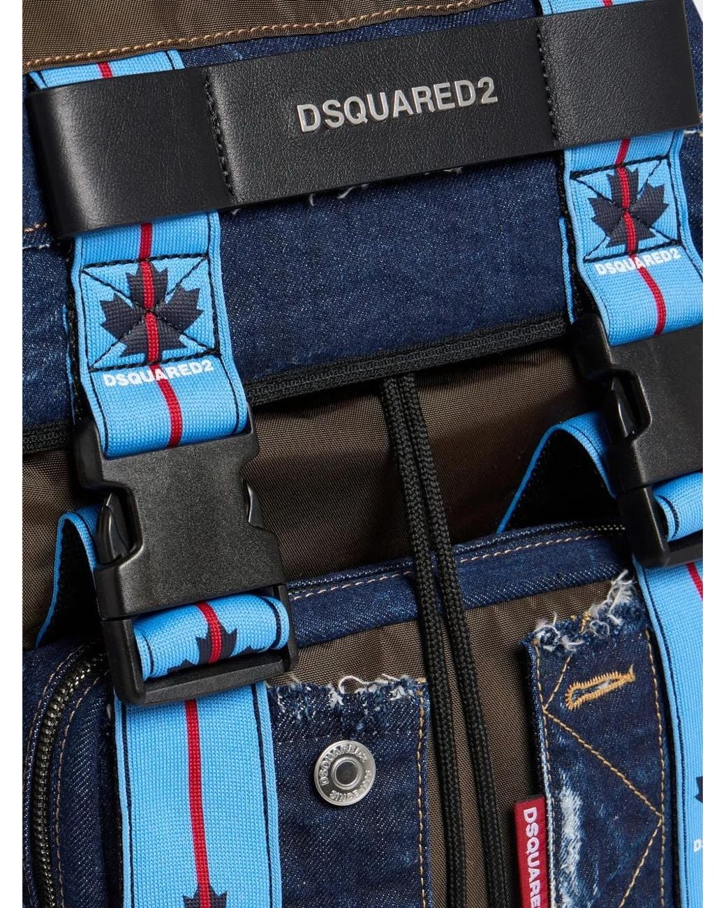 DSquared² Blue Panelled Denim Backpack for men
