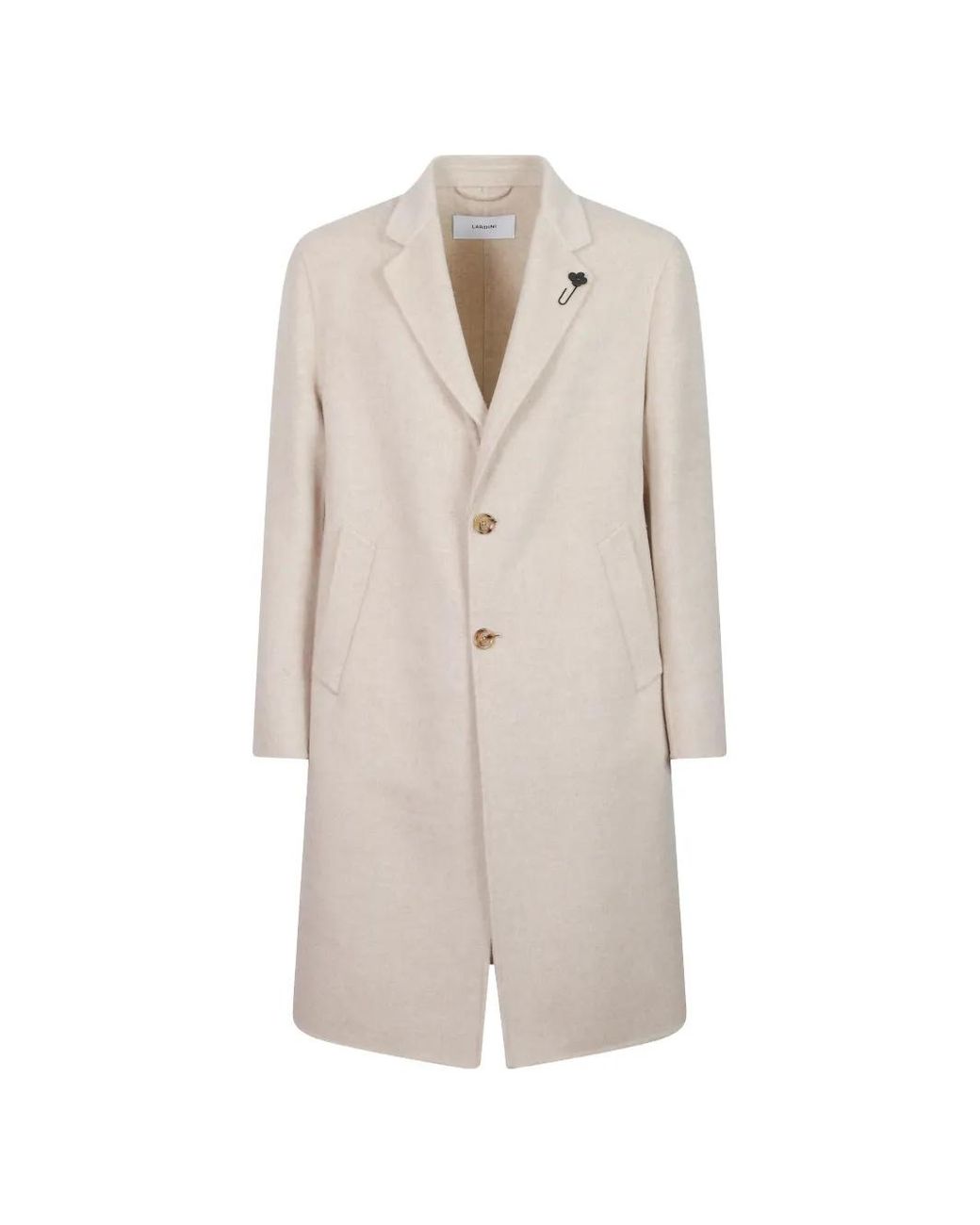 Lardini White Flower-Pin Single-Breasted Coat for men