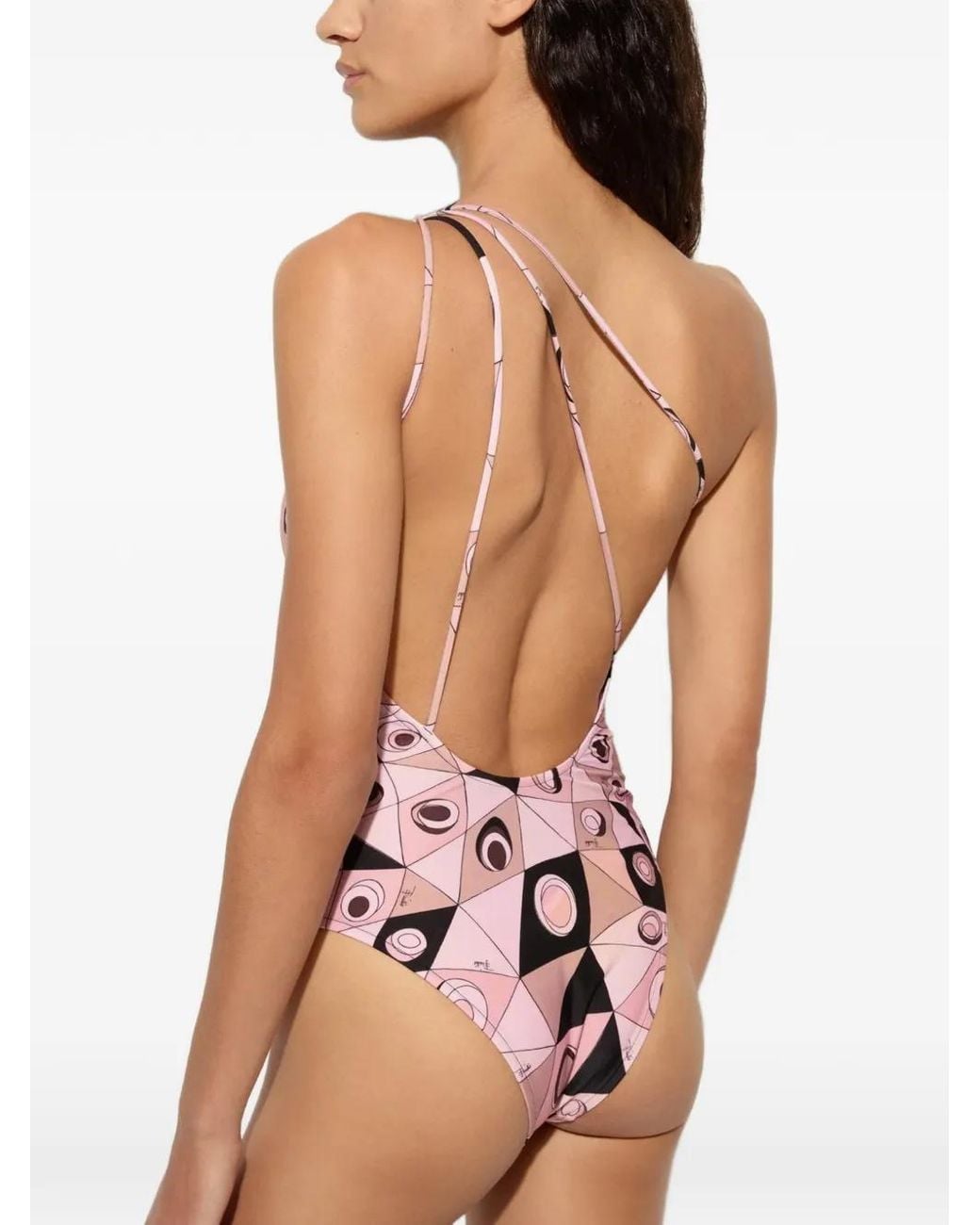 Emilio Pucci ワンショルダー ジオメトリック ワンピース水着 Pink