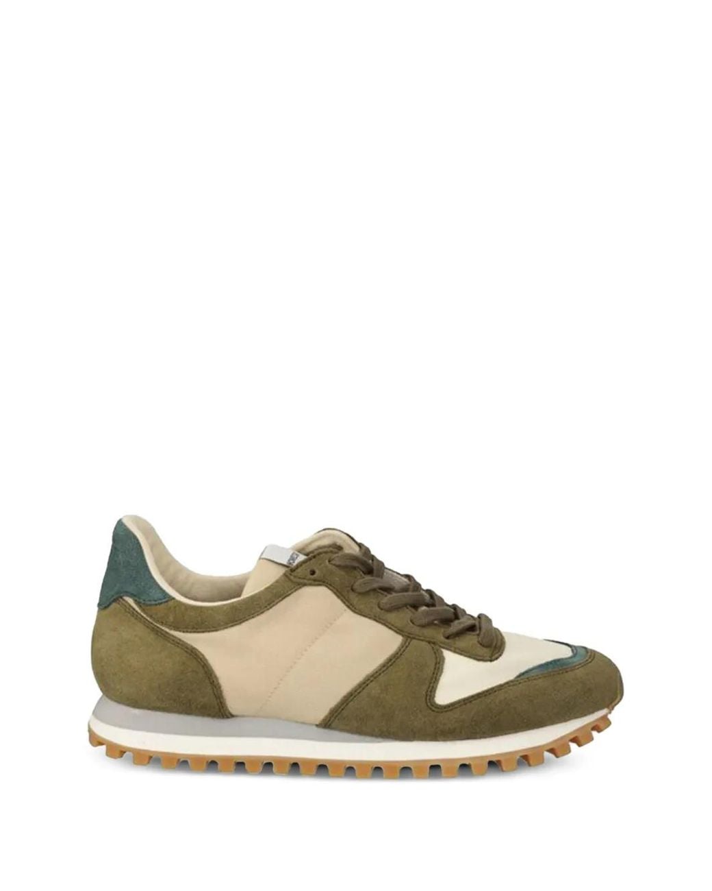 Novesta Green Panelled Lace-Up Sneakers for men
